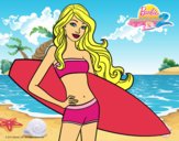 Barbie con tabla de surf