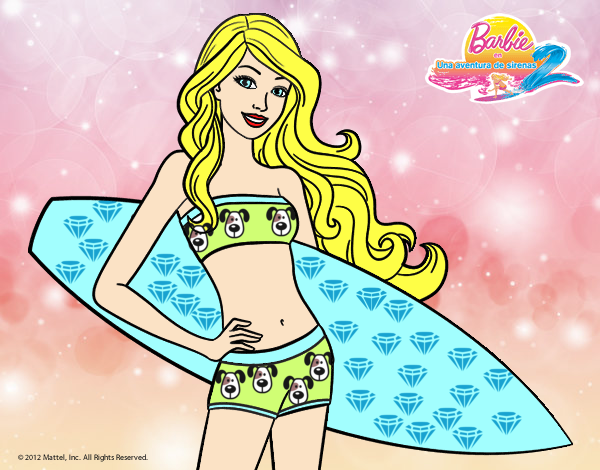 Barbie con tabla de surf