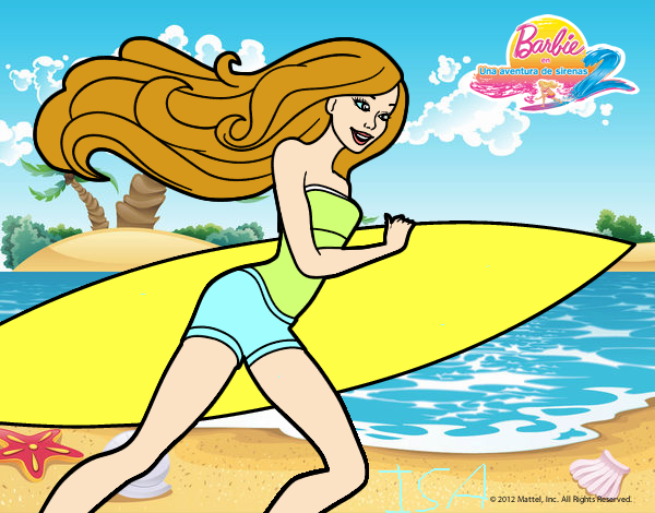 barbie corre al mar