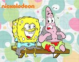 Bob Esponja y Patricio en bañador