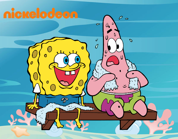 Bob Esponja y Patricio en bañador