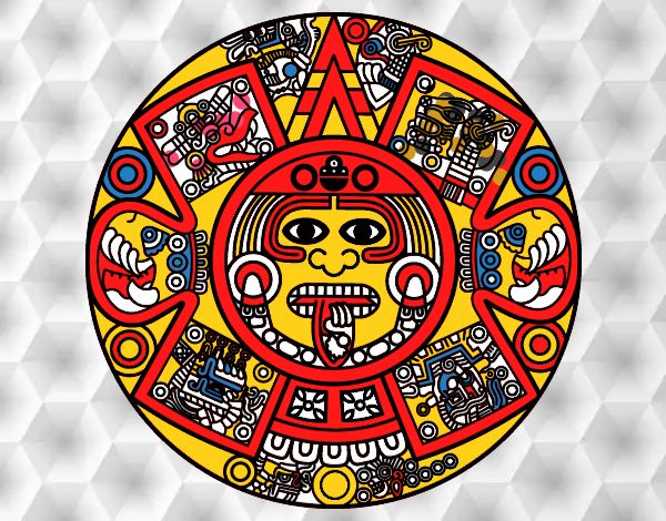 Dibujo Calendario azteca pintado por laura2105