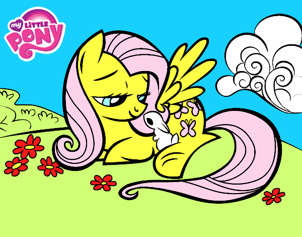 Fluttershy con un conejito