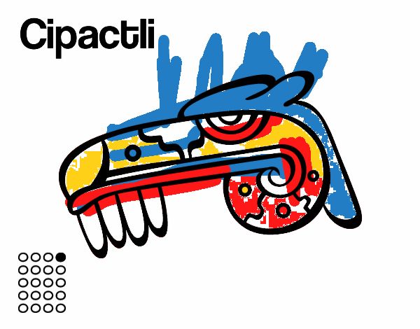 Dibujo Los días aztecas: el caimán Cipactli pintado por laura2105