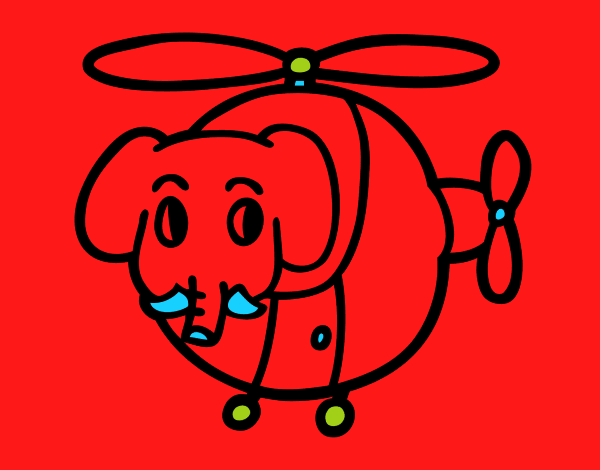 Helióptero con elefante