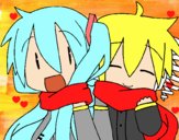 Miku y Len con bufanda