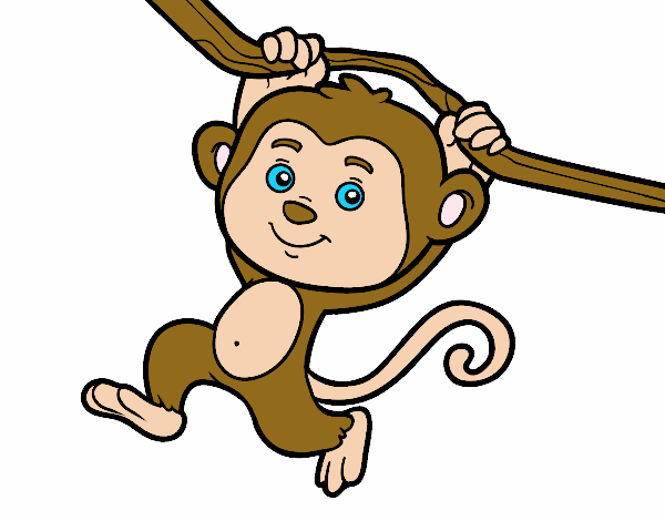 Dibujo Mono colgado de una rama pintado por DibujitosT