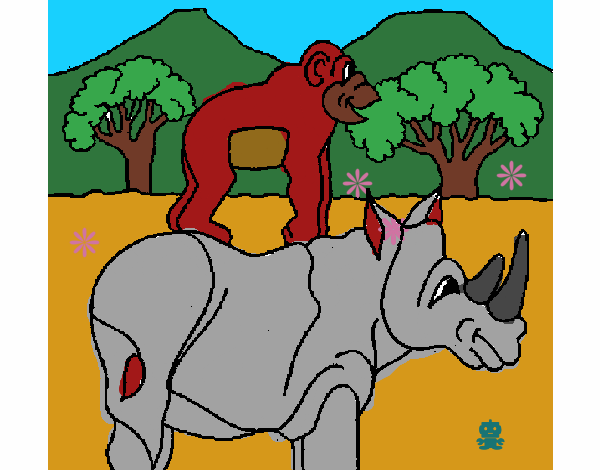 rino con gorila