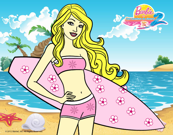 Barbie con tabla de surf