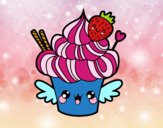 Cupcake kawaii con fresa