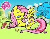 Fluttershy con un conejito