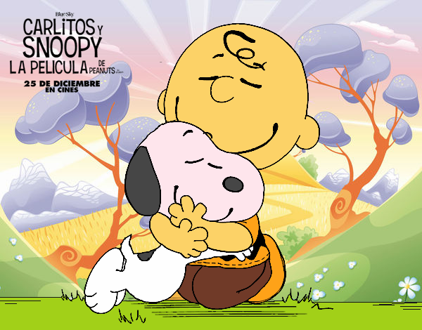 Snoopy y Carlitos abrazados