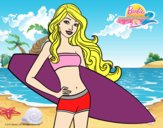 Barbie con tabla de surf