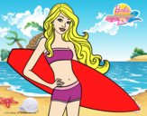 Barbie con tabla de surf