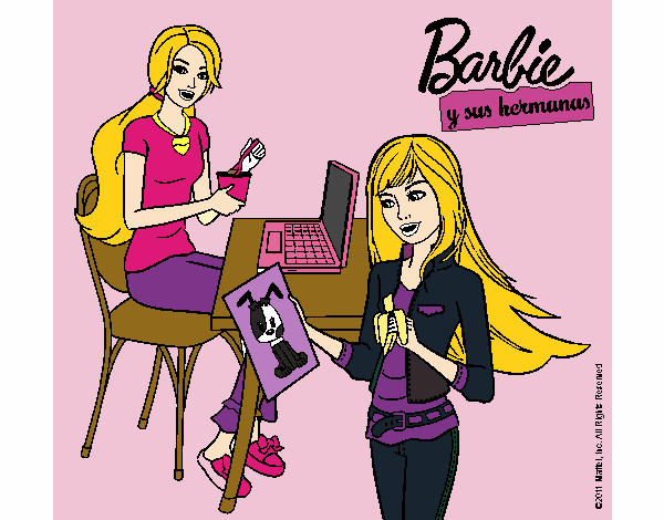 Barbie y su hermana merendando