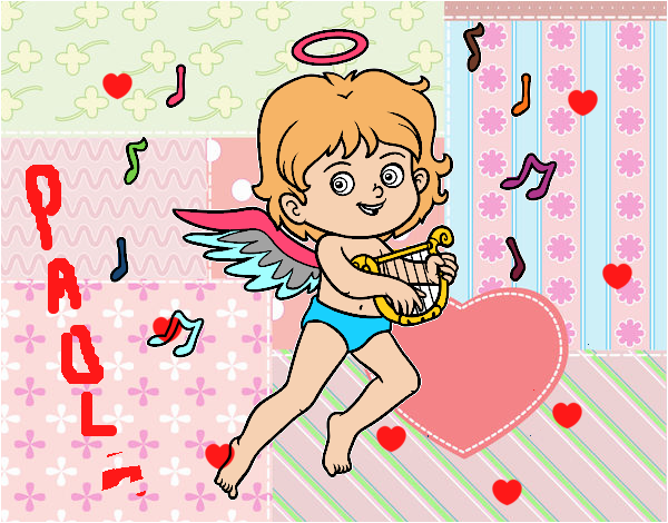 Cupido tocando el arpa