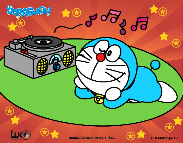 Doraemon escuchando música