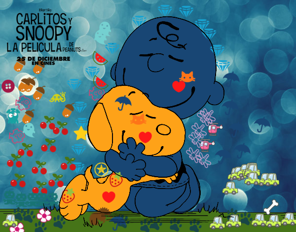 Snoopy y Carlitos abrazados