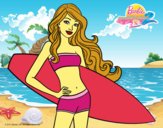 Barbie con tabla de surf