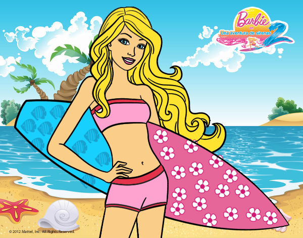 Barbie con tabla de surf