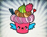 Cupcake kawaii con fresa