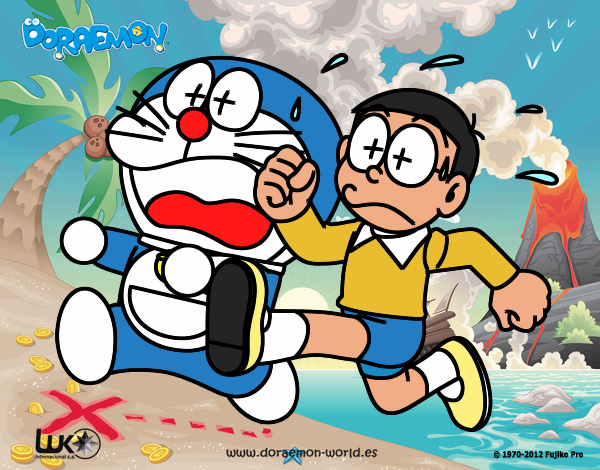 Doraemon y Nobita corriendo