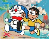 Doraemon y Nobita corriendo