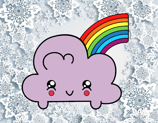 Nube con arco iris kawaii