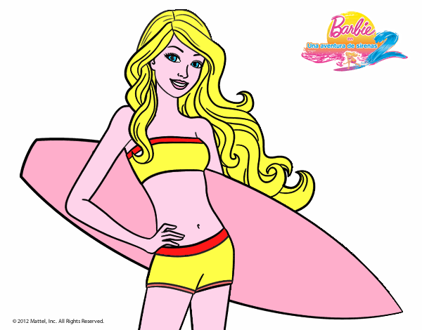 Barbie con tabla de surf