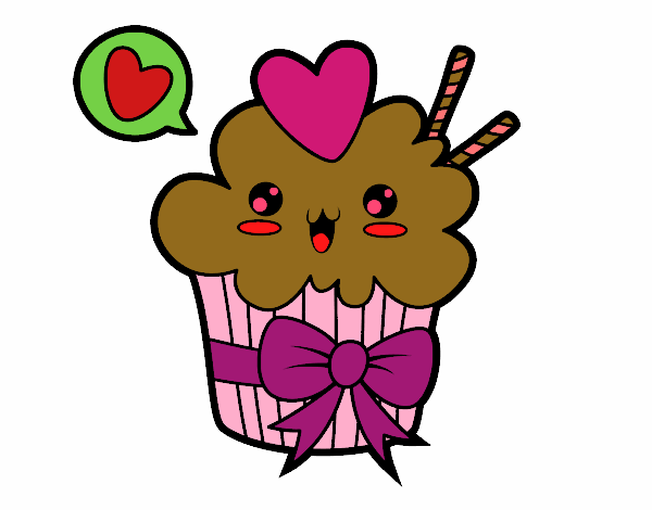 Cupcake kawaii con lazo