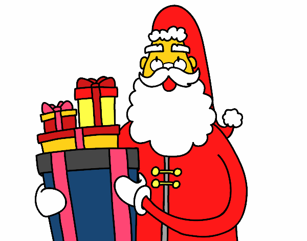 Dibujo Santa Claus con regalos pintado por camilito12