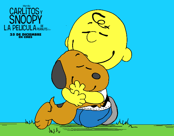 Snoopy y Carlitos abrazados