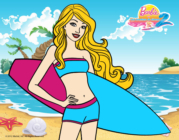 Barbie con tabla de surf