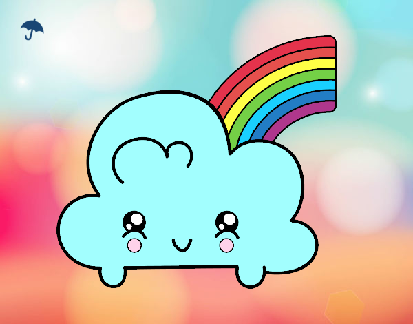 Nube con arco iris kawaii