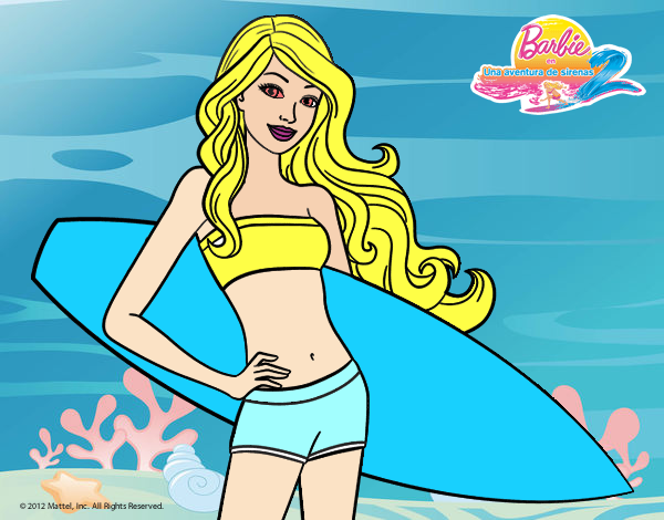 Barbie con tabla de surf