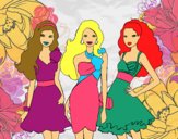 Barbie y sus amigas vestidas de fiesta