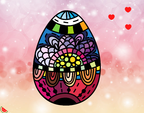 Dibujo Un huevo de Pascua floral pintado por cuyito