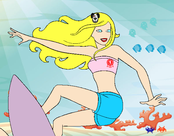 Barbie surfeando