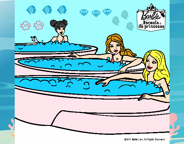 Barbie y sus amigas en el jacuzzi