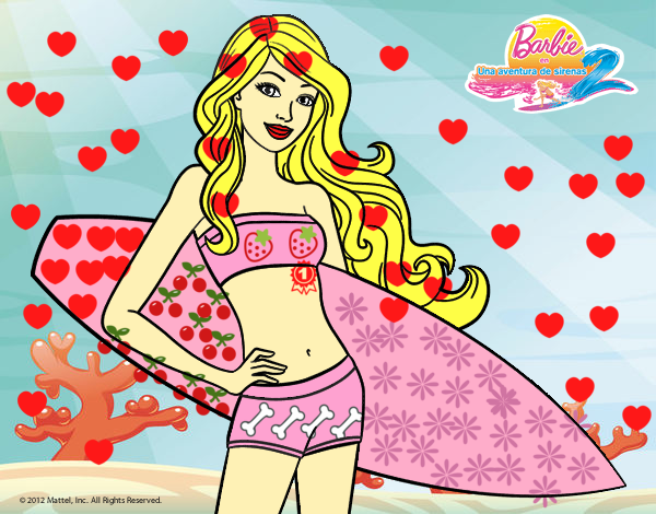 Barbie con tabla de surf