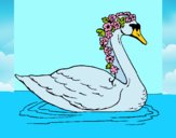 Cisne con flores