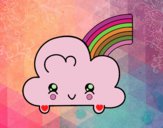 Nube con arco iris kawaii
