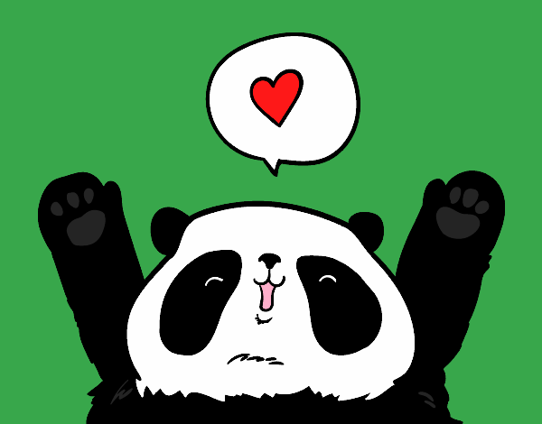 Dibujo Panda enamorado pintado por Joer