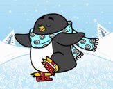 Pingüino patinando sobre hielo