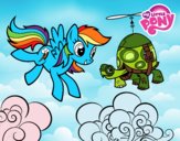 Dibujo Rainbow Dash y la tortuga tanque pintado por Eduanyelis