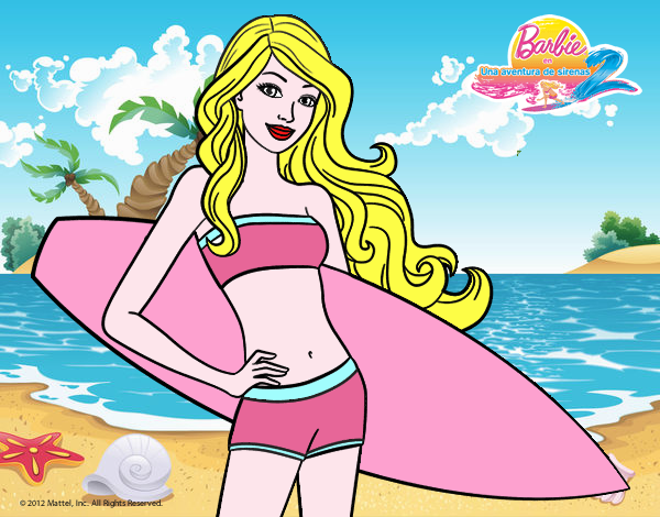 Barbie con tabla de surf