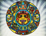 Dibujo Calendario azteca pintado por PACOLEYVA