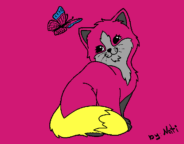 Gatito y mariposa