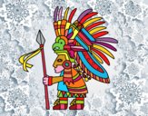 Dibujo Guerrero azteca pintado por PACOLEYVA