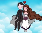 Recién casados en una nube